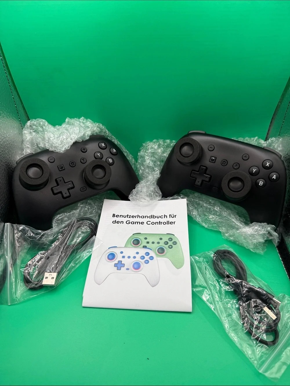 Wireless Black Game Controller with RGB Joystick Accent